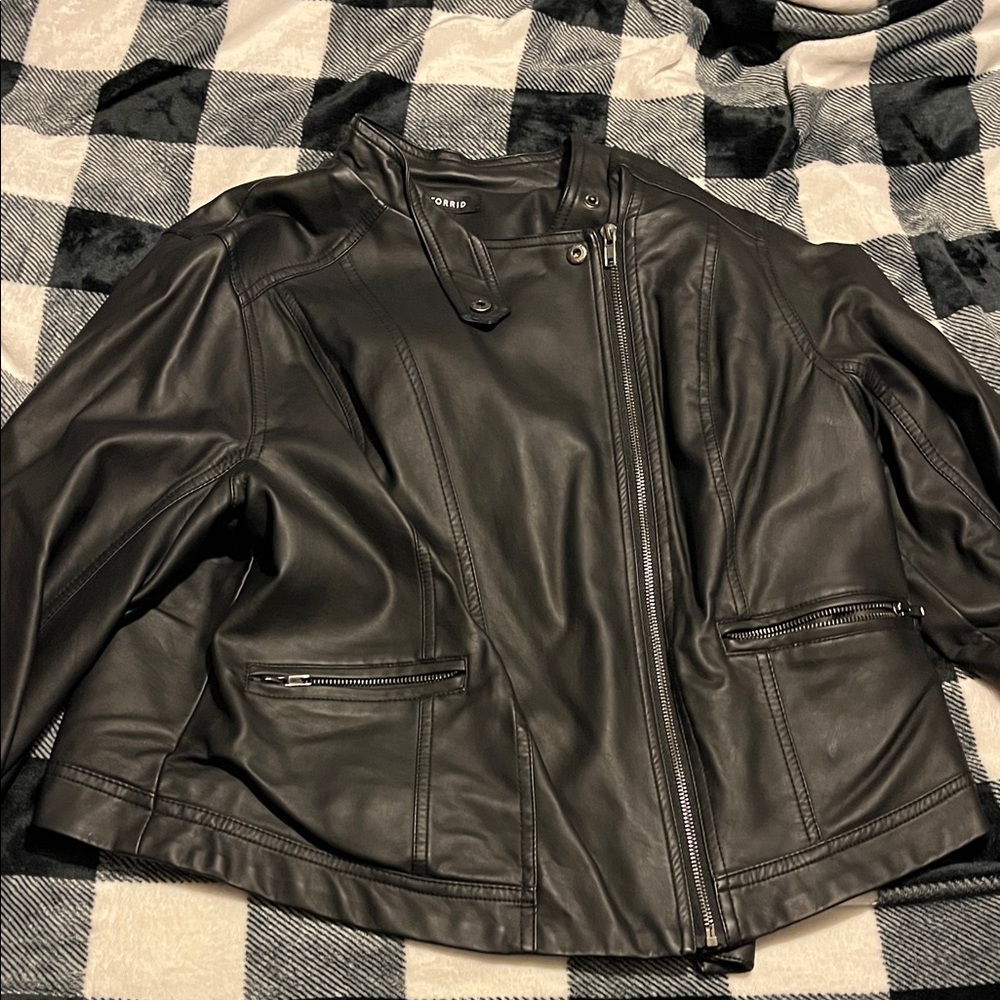 torrid Black Faux Leather Zip Jacket